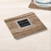 ビジネスロゴプロモーションウッ素朴ド スクエアペーパーコースター (アングル)