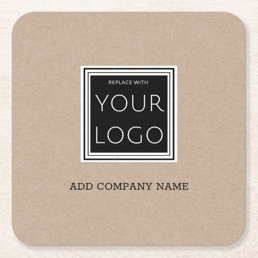ビジネスロゴプロモーションクラ素朴フト スクエアペーパーコースター (正面)