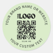 ビジネスロゴプロモーション会社グリーンQRコード ラウンドシール (正面)
