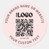 ビジネスロゴプロモーション会社ピンクQRコード ラウンドシール (正面)