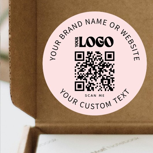ビジネスロゴプロモーション会社ピンクQRコード ラウンドシール
