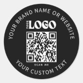 ビジネスロゴプロモーション会社ブラックQRコード ラウンドシール (正面)