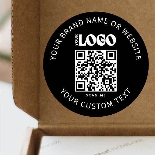 ビジネスロゴプロモーション会社ブラックQRコード ラウンドシール