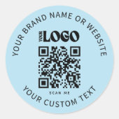 ビジネスロゴプロモーション会社ブルーQRコード ラウンドシール (正面)