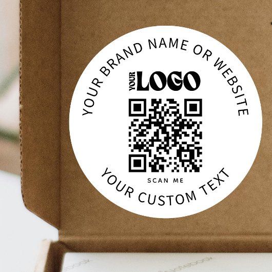 ビジネスロゴプロモーション会社ホワイトQRコード ラウンドシール