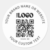 ビジネスロゴプロモーション会社ホワイトQRコード ラウンドシール (正面)