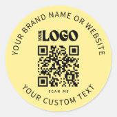 ビジネスロゴプロモーションQRコードイエローシッピング ラウンドシール (正面)