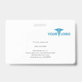 ビジネスロゴヘルスケア従業員カスタムの写真ID バッジ (裏面)