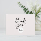 ビジネスロゴベージュ色サンキューカード サンキューカード (スタンド正面)