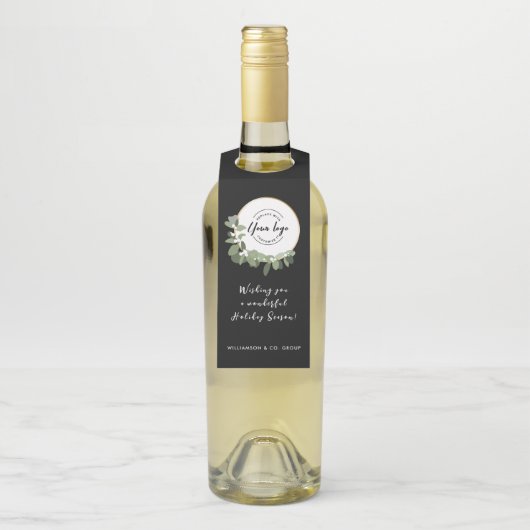 ビジネスロゴホリデーメッセージモダンリース ボトルネックタグ (ボトル)