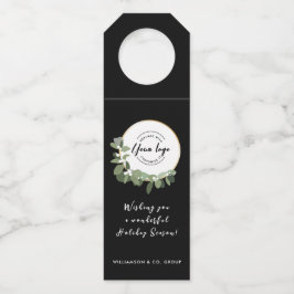 ビジネスロゴホリデーメッセージモダンリース ボトルネックタグ