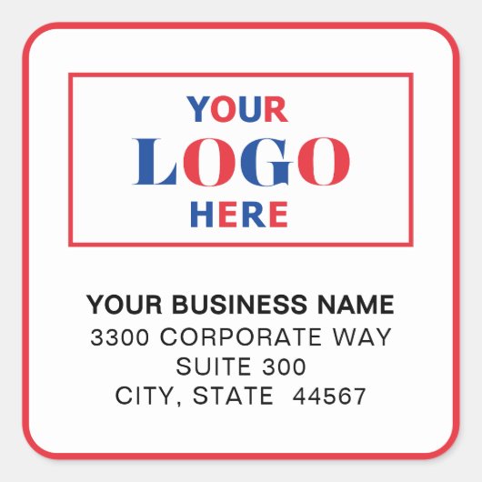 ビジネスロゴホワイトスクエア差出人住所ラベル スクエアシール (正面)