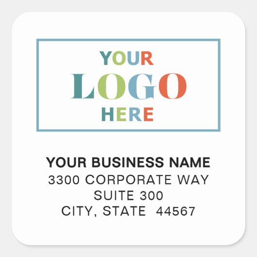 ビジネスロゴホワイトスクエア差出人住所ラベル スクエアシール (正面)