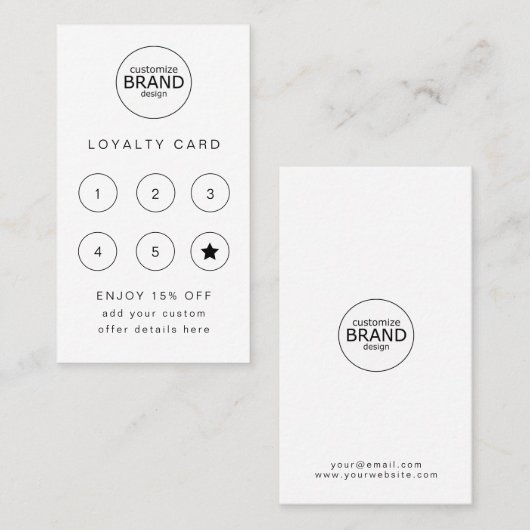 ビジネスロゴホワイトプロフェッショナルロイヤリティカード ロイヤリティカード (正面/裏面)