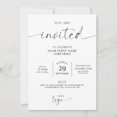 ビジネスロゴミニマリストブラック&ホワイトガライベント 招待状 (正面)