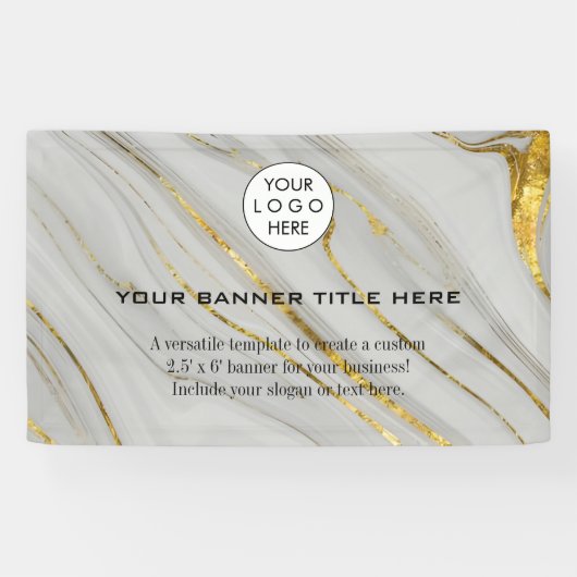 ビジネスロゴミニマルモダンプロフェッショナル白 横断幕 (横)