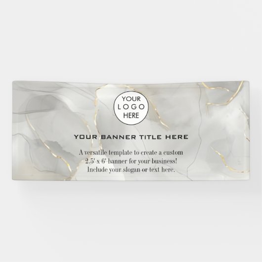 ビジネスロゴミニマルモダンプロフェッショナル白 横断幕 (横)