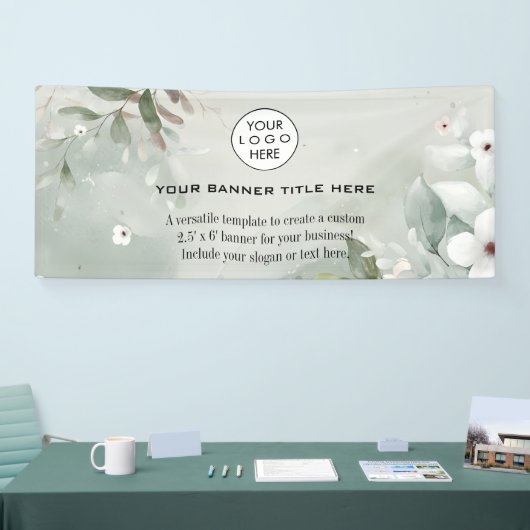 ビジネスロゴミニマルモダンプロフェッショナル白 横断幕 (トレードショー)