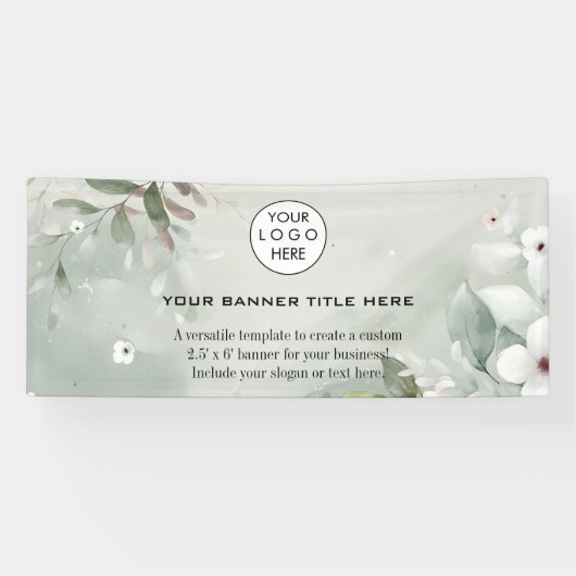 ビジネスロゴミニマルモダンプロフェッショナル白 横断幕 (横)