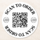ビジネスロゴメニューQRコードのスキャン ラウンドペーパーコースター (正面)