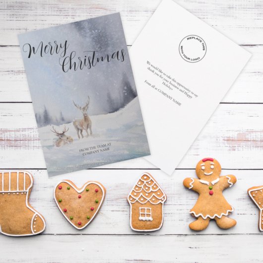 ビジネスロゴメリークリスマスウィンターディアシーンホ シーズンカード