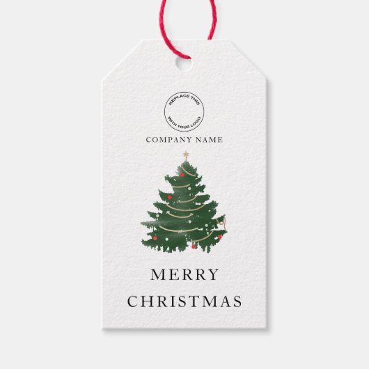 ビジネスロゴメリークリスマスツリー ギフトタグ (正面)