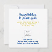 ビジネスロゴメリークリスマスブルーシンプルススクエア カード (裏面)