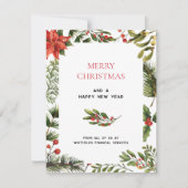 ビジネスロゴメリークリスマスボタニカルグリーティング ノートカード (正面)