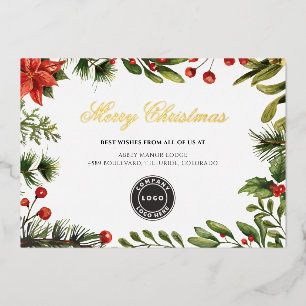 ビジネスロゴメリークリスマス企業の金ゴールド 箔シーズンカード