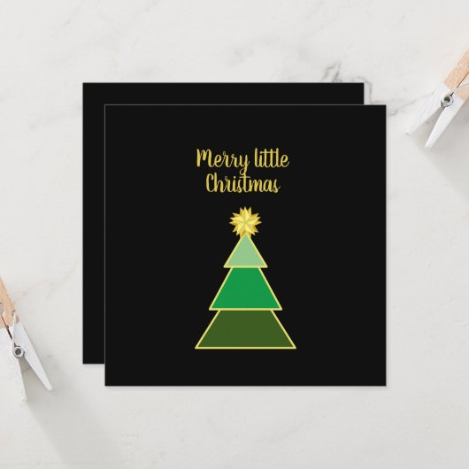 ビジネスロゴメリークリスマス金ゴールドスクエア カード (正面/裏面インサイチュ)