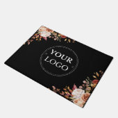 ビジネスロゴモダンフローラブラックプロモーション ドアマット (アングル)