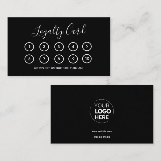ビジネスロゴモダンブラックプロフェッショナル会社 ロイヤリティカード (正面/裏面)