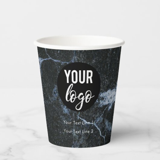 ビジネスロゴモダンプロフェッショナル黒大理石 紙コップ (正面)