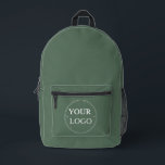 ビジネスロゴモダンプロフェッショナルSage Green プリントバックパック<br><div class="desc">会社のロゴシンプルを使用して、このミニマルなバックパックテンプレートをパーソナライズし、あなたのビジネスのための大きなプロフェッショナルプロモーション声明を作成する。デザインはシンプル緑の上品な背景にロゴが付いている。簡単カスタマイズ。今日は手に入れ！</div>