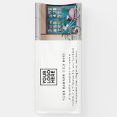 ビジネスロゴモダンホワイトミニマル写真 横断幕 (縦)