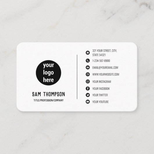 ビジネスロゴモダンミニマルなソーシャルメディアアイコン 名刺 (正面)