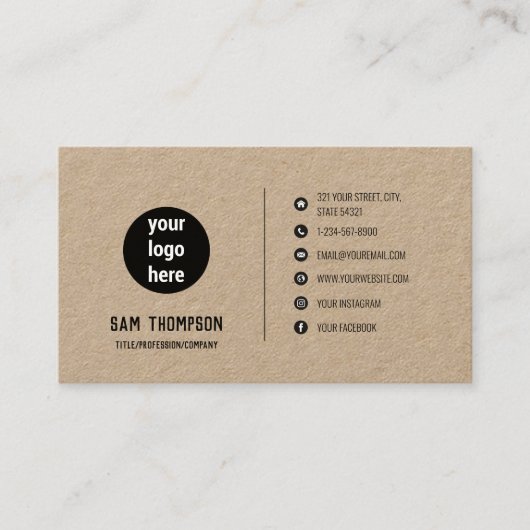 ビジネスロゴモダンミニマルなソーシャルメディアアイコン 名刺 (正面)