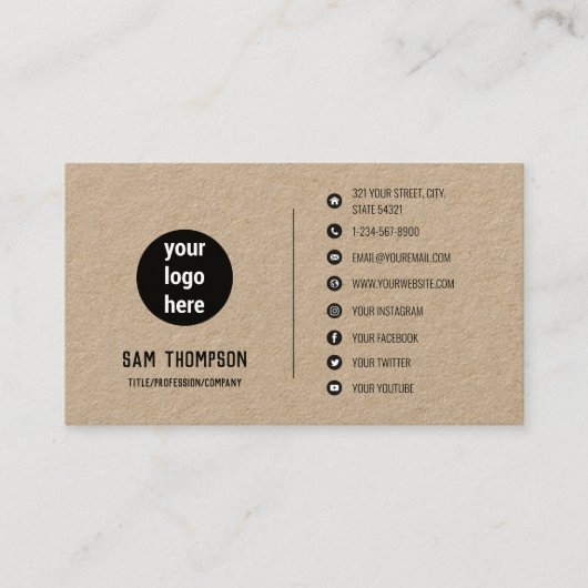 ビジネスロゴモダンミニマルなソーシャルメディアアイコン 名刺 (正面)