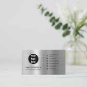 ビジネスロゴモダンミニマルQRコードシルバー 名刺 (スタンド正面)