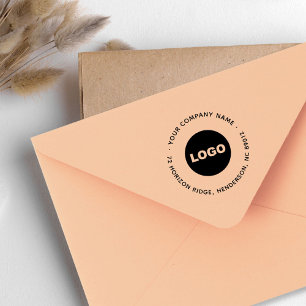 ビジネスロゴモダンラウンド差出人住所スローガン セルフインキングスタンプ