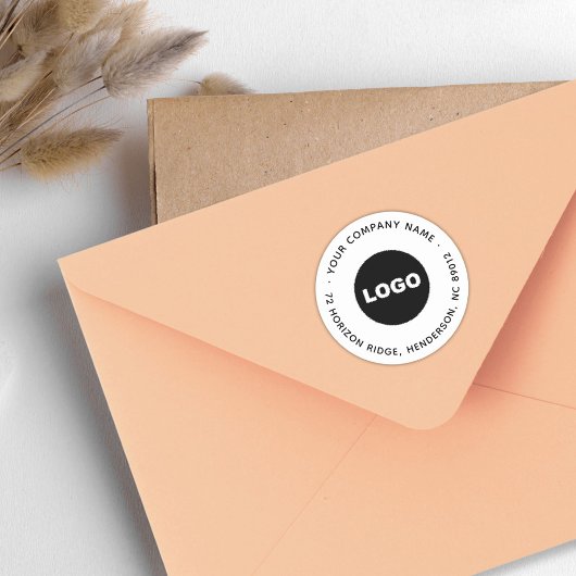 ビジネスロゴモダンラウンド差出人住所スローガン ラウンドシール
