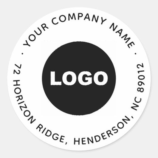 ビジネスロゴモダンラウンド差出人住所スローガン ラウンドシール (正面)