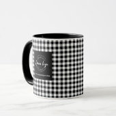 ビジネスロゴモダン白黒プレイドホリデー マグカップ (正面左)