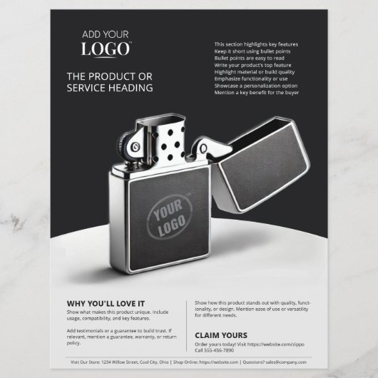 ビジネスロゴモダン製品ショーケースマーケティング チラシ (正面)