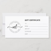 ビジネスロゴモノグラムイニシャルギフト証明書 (正面)