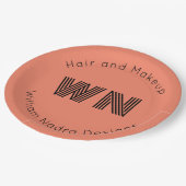 ビジネスロゴモノグラムピンク円紙プレート ペーパープレート (アングル)