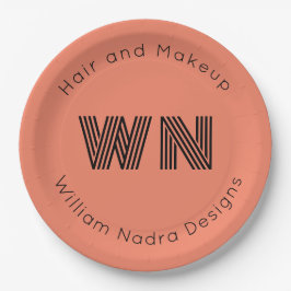 ビジネスロゴモノグラムピンク円紙プレート ペーパープレート