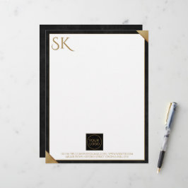 ビジネスロゴモノグラムブラックレザーレターヘッド レターヘッド