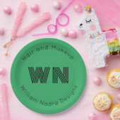 ビジネスロゴモノグラム淡い色のグリーン紙プレート ペーパープレート (パーティー)