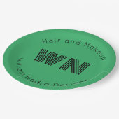 ビジネスロゴモノグラム淡い色のグリーン紙プレート ペーパープレート (アングル)